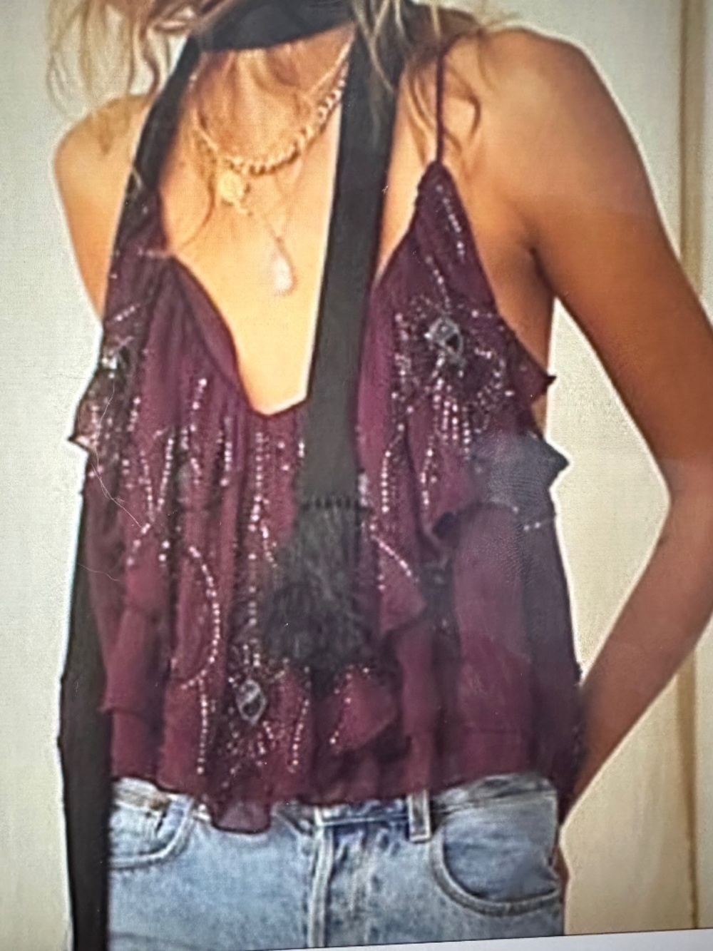 Free People Elsa Embellished Tank Blouse.NWOT